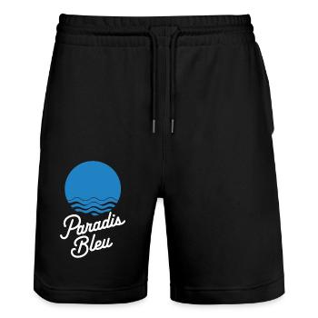 Paradis bleu - Short de jogging bio TRAINER Stanley/Stella unisexe - noir - Devant - Nik (191cm) & Marisol (170cm)