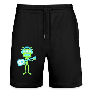 Cool Party Monster Alien Plays Guitar Music - Stanley/Stella Trainer Unisex Organic Jogging Shorts - black - Front - Nik (191cm) & Marisol (170cm)