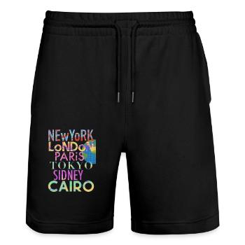 Städte der Welt - Stanley/Stella Unisex Bio Joggingshorts Trainer  - Schwarz - Vorne - Nik (191cm) & Marisol (170cm)