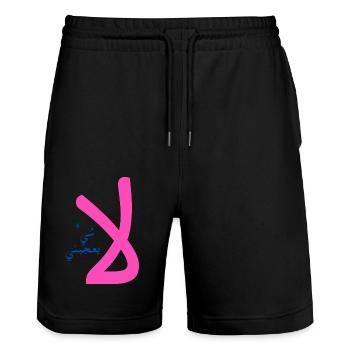 Chaye yojiboni in Arabic - I don't like anything - Stanley/Stella Trainer Unisex Organic Jogging Shorts - black - Front - Nik (191cm) & Marisol (170cm)