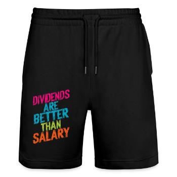Les dividendes valent mieux que le salaire - Short de jogging bio TRAINER Stanley/Stella unisexe - noir - Devant - Nik (191cm) & Marisol (170cm)
