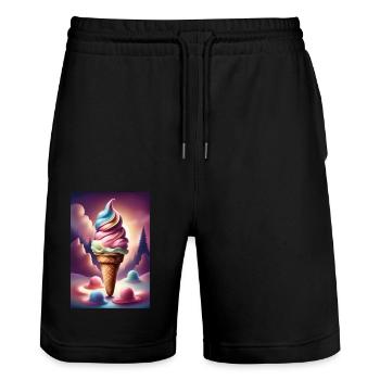 Fondant crème glacée design graphique t-shirt - Short de jogging bio TRAINER Stanley/Stella unisexe - noir - Devant - Nik (191cm) & Marisol (170cm)