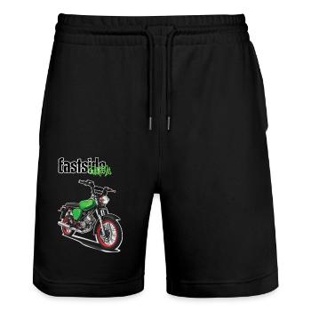 S51 (grün) // Illustration - Stanley/Stella Unisex Bio Joggingshorts Trainer  - Schwarz - Vorne - Nik (191cm) & Marisol (170cm)
