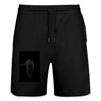 black cat kitten cat - Stanley/Stella Trainer Unisex Organic Jogging Shorts - black - Front - Nik (191cm) & Marisol (170cm)