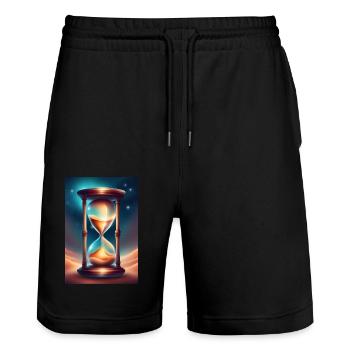 An hourglass on a desert sand - Stanley/Stella Trainer Unisex Organic Jogging Shorts - black - Front - Nik (191cm) & Marisol (170cm)