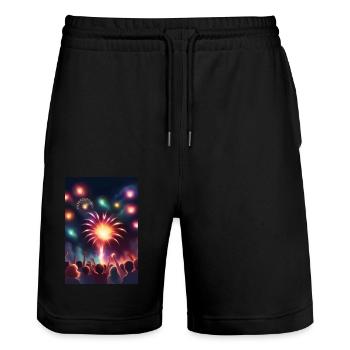 Superbe feu d’artifice - Short de jogging bio TRAINER Stanley/Stella unisexe - noir - Devant - Nik (191cm) & Marisol (170cm)