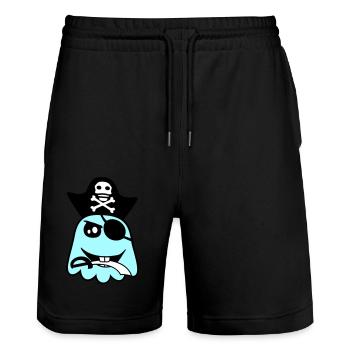 Pirate Ghost Funny Evil Ghost Halloween Fun - Stanley/Stella Trainer Unisex Organic Jogging Shorts - black - Front - Nik (191cm) & Marisol (170cm)