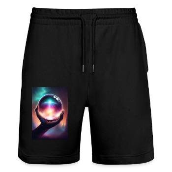Magische Kristallkugel in der Hand - Stanley/Stella Unisex Bio Joggingshorts Trainer  - Schwarz - Vorne - Nik (191cm) & Marisol (170cm)