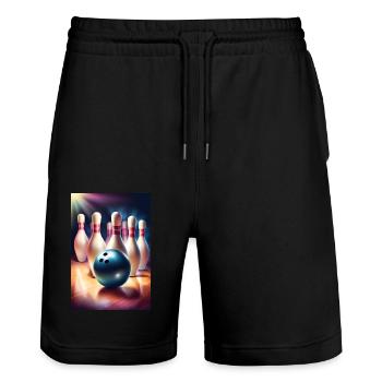 Tolles Bowling Vatertagsgeschenk - Stanley/Stella Unisex Bio Joggingshorts Trainer  - Schwarz - Vorne - Nik (191cm) & Marisol (170cm)