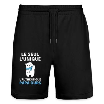 Papa Ours le seul l unique l authentique - Short de jogging bio TRAINER Stanley/Stella unisexe - noir - Devant - Nik (191cm) & Marisol (170cm)