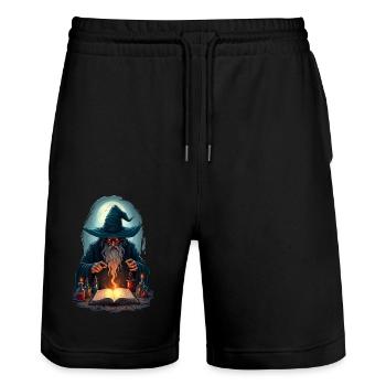 Spell Master - Stanley/Stella Trainer Unisex Organic Jogging Shorts - black - Front - Nik (191cm) & Marisol (170cm)