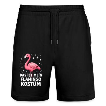 Das ist mein Flamingo Kostüm - Karneval Fasching - Stanley/Stella Unisex Bio Joggingshorts Trainer  - Schwarz - Vorne - Nik (191cm) & Marisol (170cm)