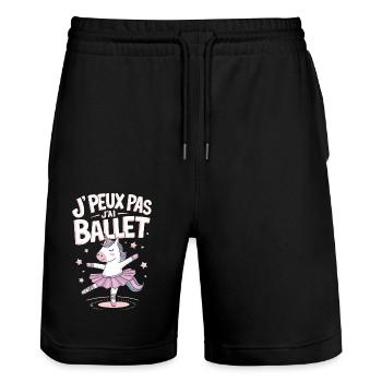 J'peux pas j'ai ballet - Short de jogging bio TRAINER Stanley/Stella unisexe - noir - Devant - Nik (191cm) & Marisol (170cm)