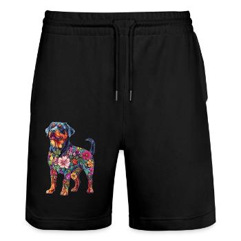 Rottweiler - Stanley/Stella Unisex Bio Joggingshorts Trainer  - Schwarz - Vorne - Nik (191cm) & Marisol (170cm)