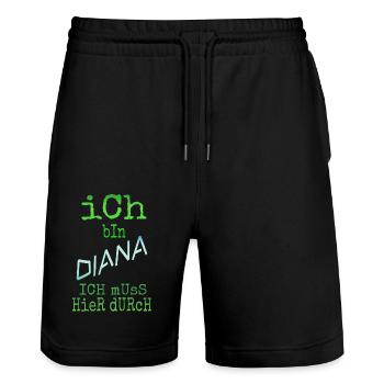 Diana dans le rôle de Diana - Short de jogging bio TRAINER Stanley/Stella unisexe - noir - Devant - Nik (191cm) & Marisol (170cm)