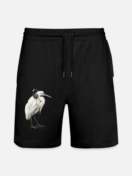 Reiher Vogel - Stanley/Stella Unisex Bio Joggingshorts Trainer  - Schwarz