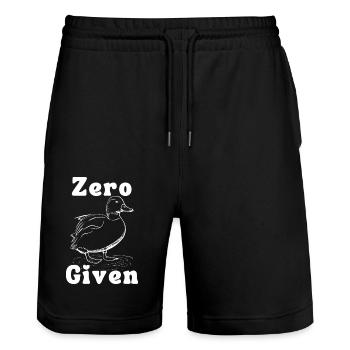 Zero Given with a Duck Graphic - Stanley/Stella Trainer Unisex Organic Jogging Shorts - black - Front - Nik (191cm) & Marisol (170cm)