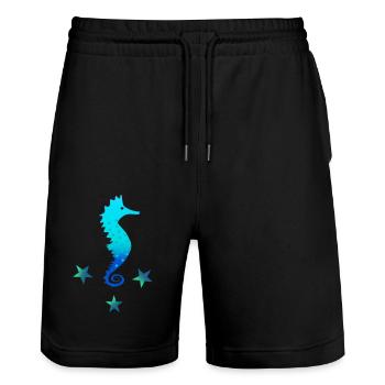 Seepferdchen blau Schwimmen lernen - Stanley/Stella Unisex Bio Joggingshorts Trainer  - Schwarz - Vorne - Nik (191cm) & Marisol (170cm)