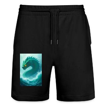 Enormous serpent encircling Midgard monster - Stanley/Stella Trainer Unisex Organic Jogging Shorts - black - Front - Nik (191cm) & Marisol (170cm)