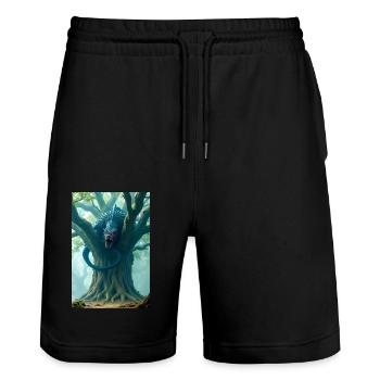 Le ragon de Nidhöggr ronge les racines d’Yggdrasil - Short de jogging bio TRAINER Stanley/Stella unisexe - noir - Devant - Nik (191cm) & Marisol (170cm)