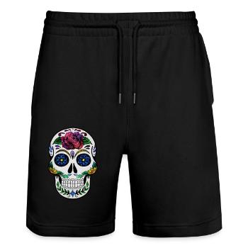 Cosmic Skull - Stanley/Stella Trainer Unisex Organic Jogging Shorts - black - Front - Nik (191cm) & Marisol (170cm)