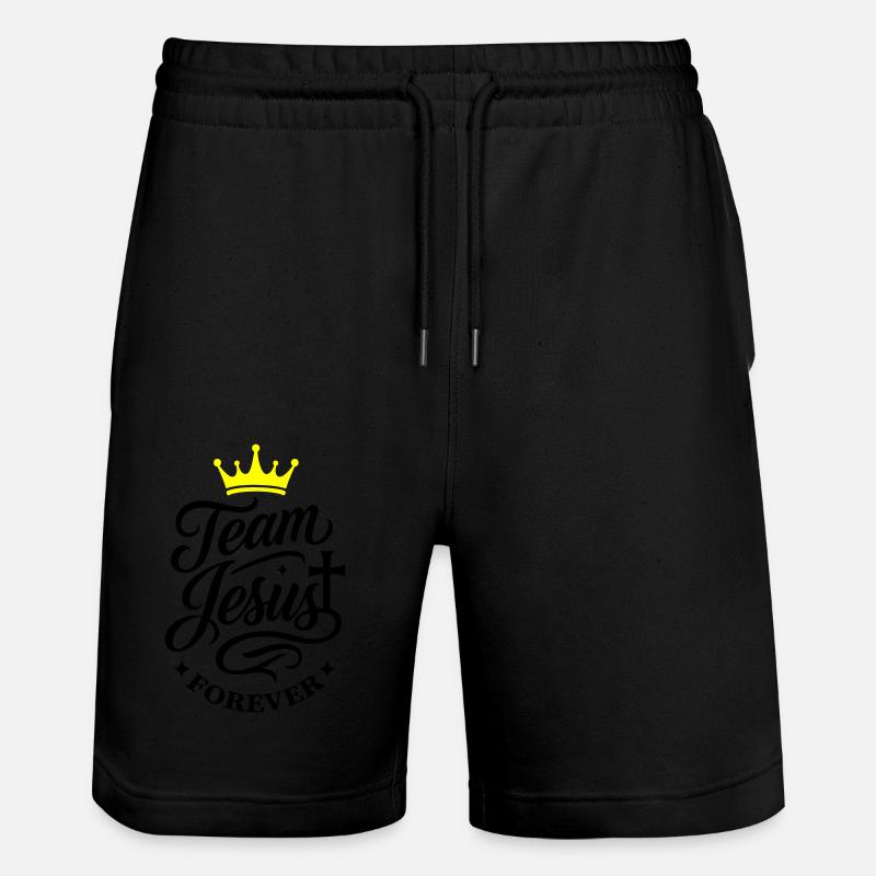 Team Jesus Spruch - Stanley/Stella Unisex Bio Joggingshorts Trainer  - Schwarz