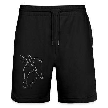 Minimal donkey head white - Stanley/Stella Trainer Unisex Organic Jogging Shorts - black - Front - Nik (191cm) & Marisol (170cm)