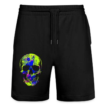 Krasser Bunter Skull - Stanley/Stella Unisex Bio Joggingshorts Trainer  - Schwarz - Vorne - Nik (191cm) & Marisol (170cm)