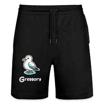 Greggory Merch - Stanley/Stella Trainer Unisex Organic Jogging Shorts - black - Front - Nik (191cm) & Marisol (170cm)