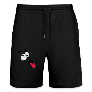 Drôle Comic Face Cool Tongue Stick Out - Short de jogging bio TRAINER Stanley/Stella unisexe - noir - Devant - Nik (191cm) & Marisol (170cm)