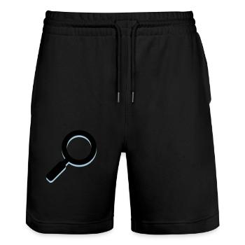 magnifying glass - Stanley/Stella Trainer Unisex Organic Jogging Shorts - black - Front - Nik (191cm) & Marisol (170cm)