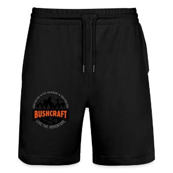 Bushcraft -Live the adventure Bushcrafter gift - Stanley/Stella Trainer Unisex Organic Jogging Shorts - black - Front - Nik (191cm) & Marisol (170cm)