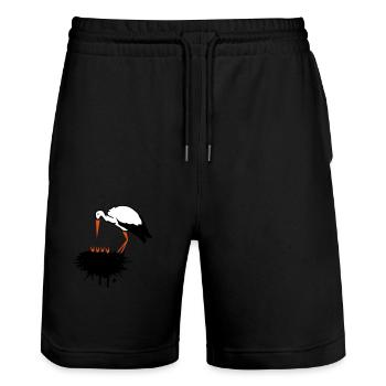 Cigogne et son nid avec des graffitis de progéniture - Short de jogging bio TRAINER Stanley/Stella unisexe - noir - Devant - Nik (191cm) & Marisol (170cm)