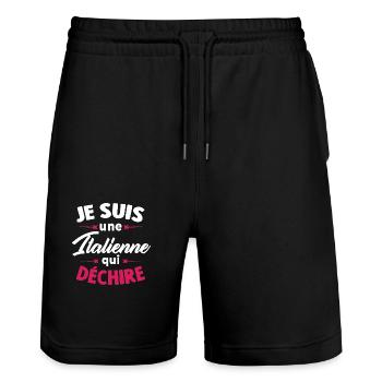 Je Suis Une Italienne Qui Déchire - Short de jogging bio TRAINER Stanley/Stella unisexe - noir - Devant - Nik (191cm) & Marisol (170cm)