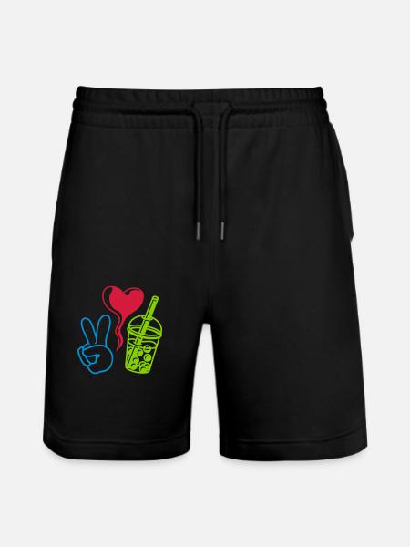 Love Peace Bubble Tea - Stanley/Stella Trainer Unisex Organic Jogging Shorts - black