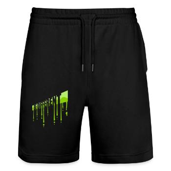 Be different Logo Design - Stanley/Stella Trainer Unisex Organic Jogging Shorts - black - Front - Nik (191cm) & Marisol (170cm)