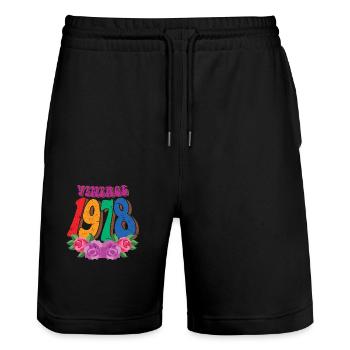 Cool Retro 1978, 44 Jahre alt, Geschenk zum 44. Geburtstag - Stanley/Stella Unisex Bio Joggingshorts Trainer  - Schwarz - Vorne - Nik (191cm) & Marisol (170cm)