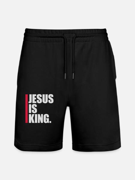 jesus is king quote - Stanley/Stella Trainer Unisex Organic Jogging Shorts - black