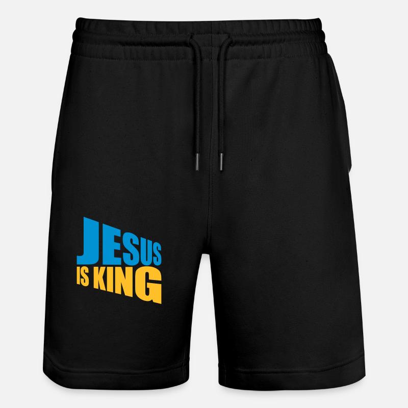 jesus is king Zitat - Stanley/Stella Unisex Bio Joggingshorts Trainer - Schwarz
