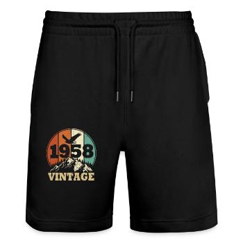 Jahrgang 1958 - Stanley/Stella Unisex Bio Joggingshorts Trainer  - Schwarz - Vorne - Nik (191cm) & Marisol (170cm)