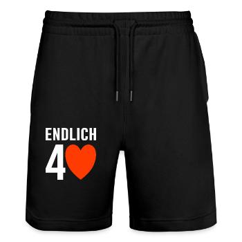 40. Geburtstag Geschenk 40 Jahre - Stanley/Stella Unisex Bio Joggingshorts Trainer  - Schwarz - Vorne - Nik (191cm) & Marisol (170cm)