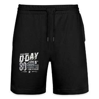 D Day Omaha Beach 80th 2024 - Short de jogging bio TRAINER Stanley/Stella unisexe - noir - Devant - Nik (191cm) & Marisol (170cm)