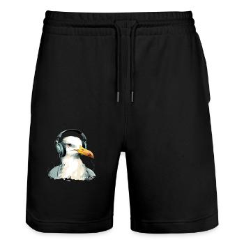 Limi la mouette audiophile - Short de jogging bio TRAINER Stanley/Stella unisexe - noir - Devant - Nik (191cm) & Marisol (170cm)
