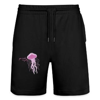 Meerestiere - Stanley/Stella Unisex Bio Joggingshorts Trainer  - Schwarz - Vorne - Nik (191cm) & Marisol (170cm)