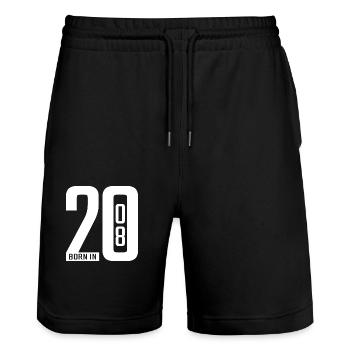 Born in 2008 white - Stanley/Stella Unisex Bio Joggingshorts Trainer  - Schwarz - Vorne - Nik (191cm) & Marisol (170cm)
