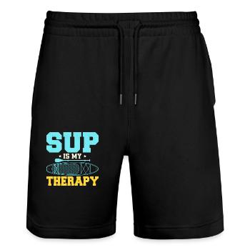 SUP Is My Therapy Stand Up Paddling Board - Stanley/Stella Trainer Unisex Organic Jogging Shorts - black - Front - Nik (191cm) & Marisol (170cm)