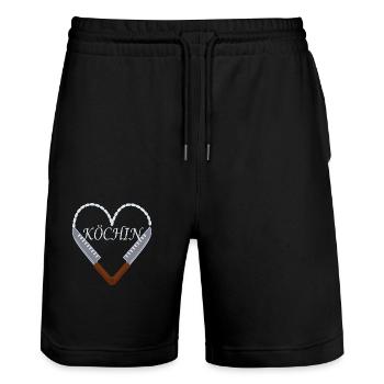 Köchin - Stanley/Stella Unisex Bio Joggingshorts Trainer  - Schwarz - Vorne - Nik (191cm) & Marisol (170cm)