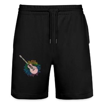 Guitar - Stanley/Stella Trainer Unisex Organic Jogging Shorts - black - Front - Nik (191cm) & Marisol (170cm)