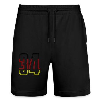 34 Zahl symbol Germany - Stanley/Stella Unisex Bio Joggingshorts Trainer  - Schwarz - Vorne - Nik (191cm) & Marisol (170cm)
