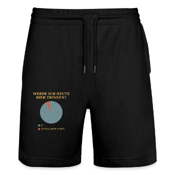 Werde ich heute Bier trinken - Stanley/Stella Unisex Bio Joggingshorts Trainer  - Schwarz - Vorne - Nik (191cm) & Marisol (170cm)